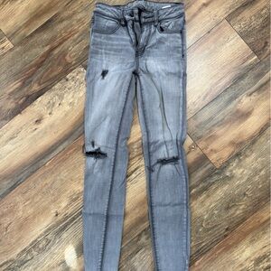 American Eagle Outfitters Gray Ripped Skinny Jeans